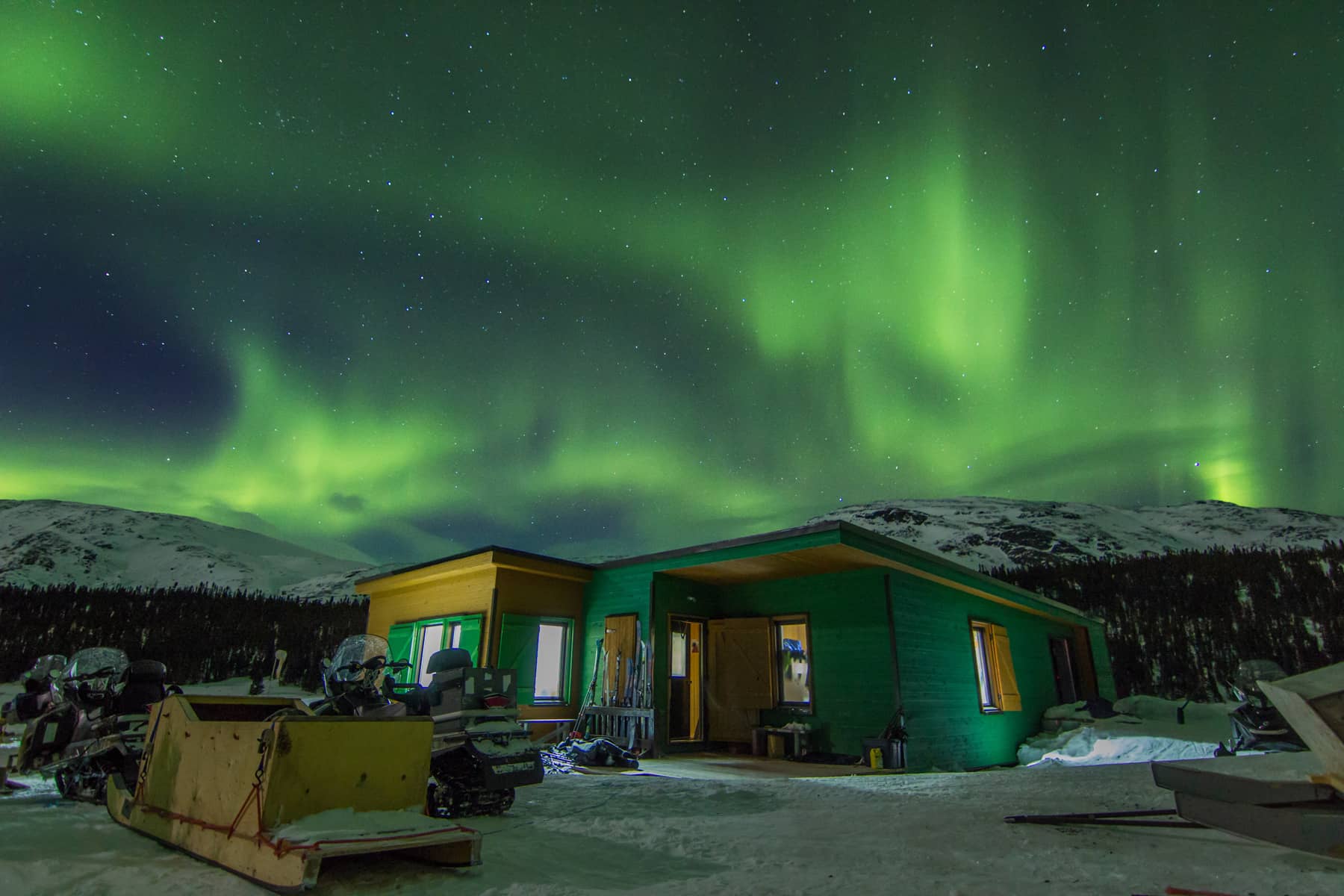 Aurores boréales dans le Parc national Kuururjuaq - Hiver au Nunavik - Photo Olivier Paradis