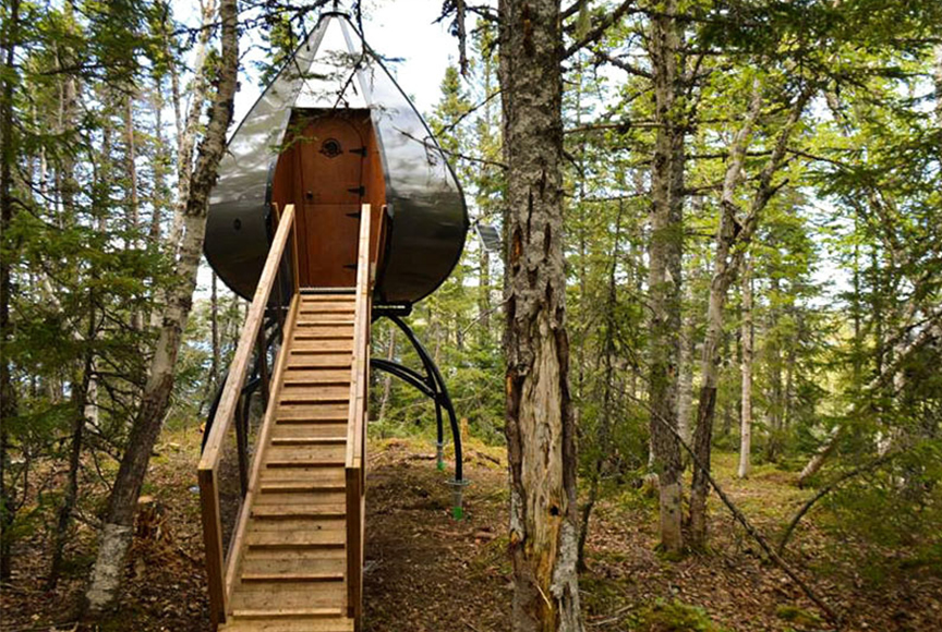© Parc national Terra-Nova : Ôasis, un hébergement atypique en forme de goutte juché dans la canopée