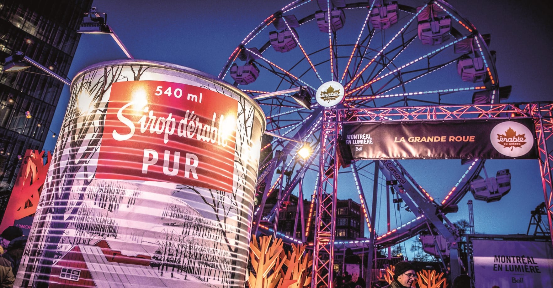 © Erable du Québec : Grande roue à Montréal de nuit