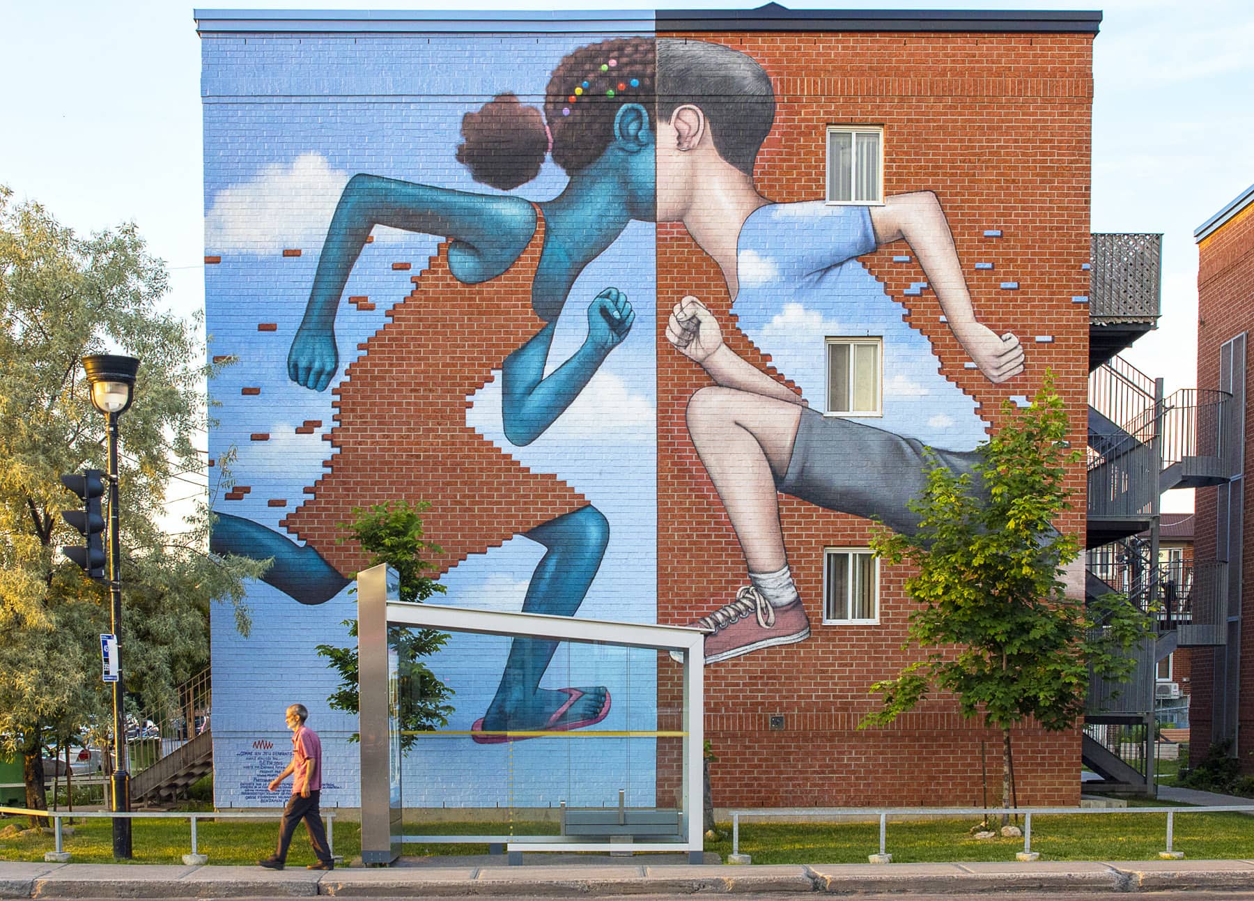 Murale "Comme un jeu d'enfants" - Visiter Montréal à travers ses fresques murales - Photo Alexandre Choquette