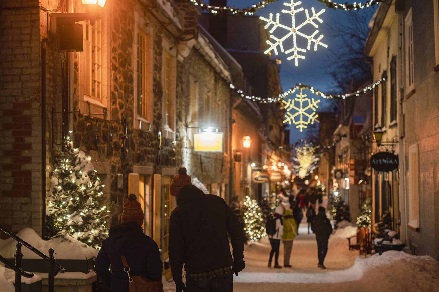 Quartier du Petit Champlain Québec le soir en hiver - Photo Marion Desjardins