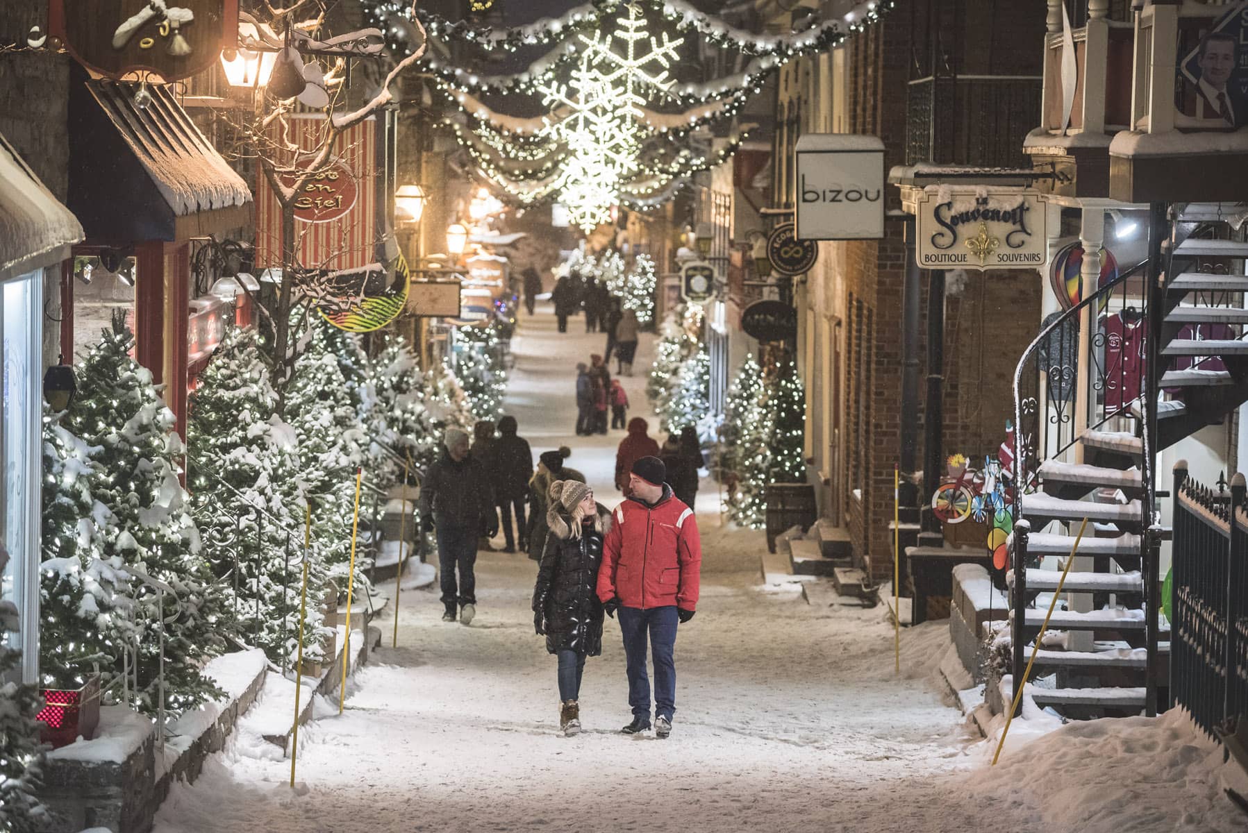 Ville de Québec en hiver : Quartier du Petit Champlain - Photo Destination Québec Cité