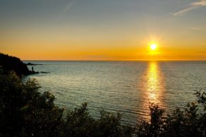 Coucher de soleil au Domaine Tourelle sur Mer en Gaspésie