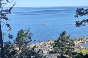 Vue de la plage du Domaine Tourelle sur Mer en Gaspésie (kayak de mer)